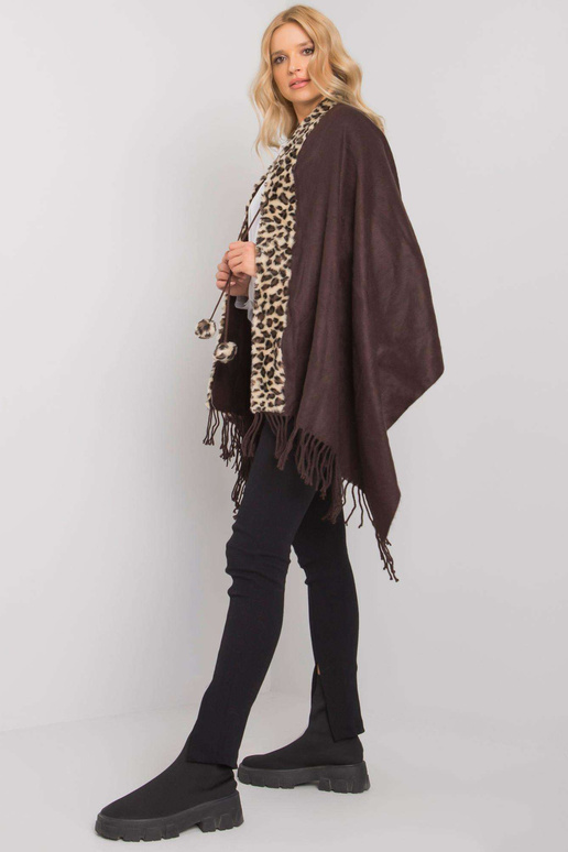 Rudos-smėlio spalvos šalikas su kailiuku