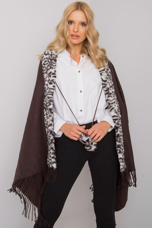 Rudai baltas šalikas su kailiuku
