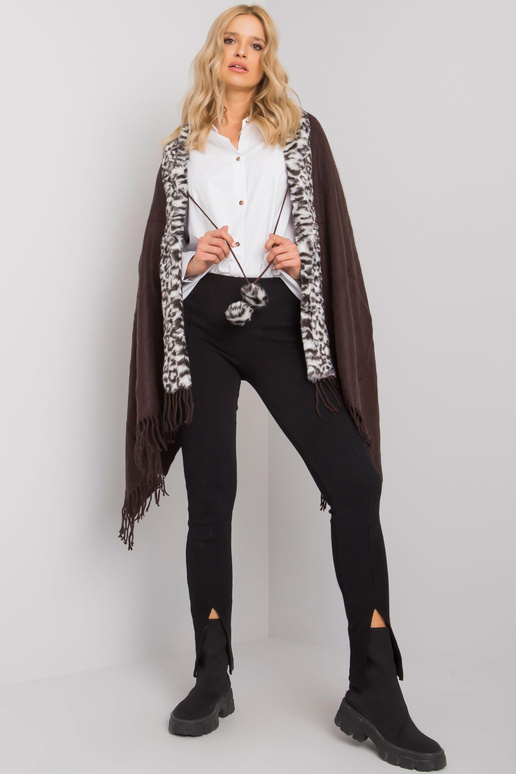 Rudai baltas šalikas su kailiuku