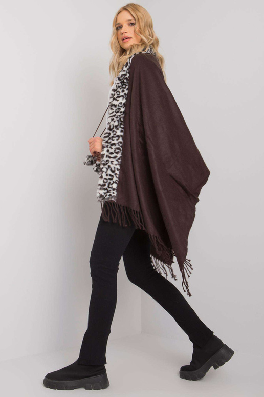 Rudai baltas šalikas su kailiuku