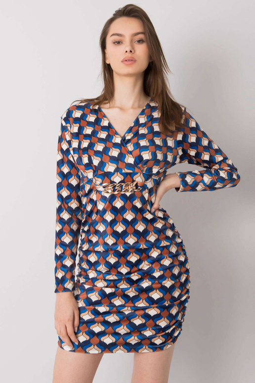 Mėlyna veliūrinė suknelė su Montilla...