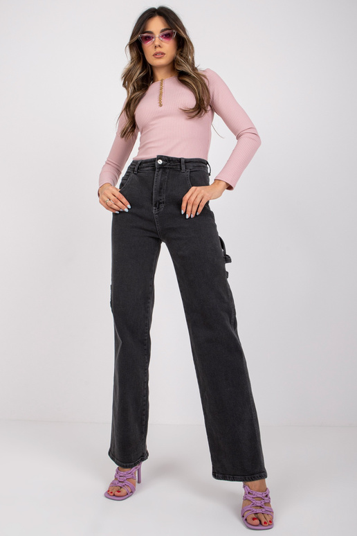 Juodi moteriški džinsai aukštu...