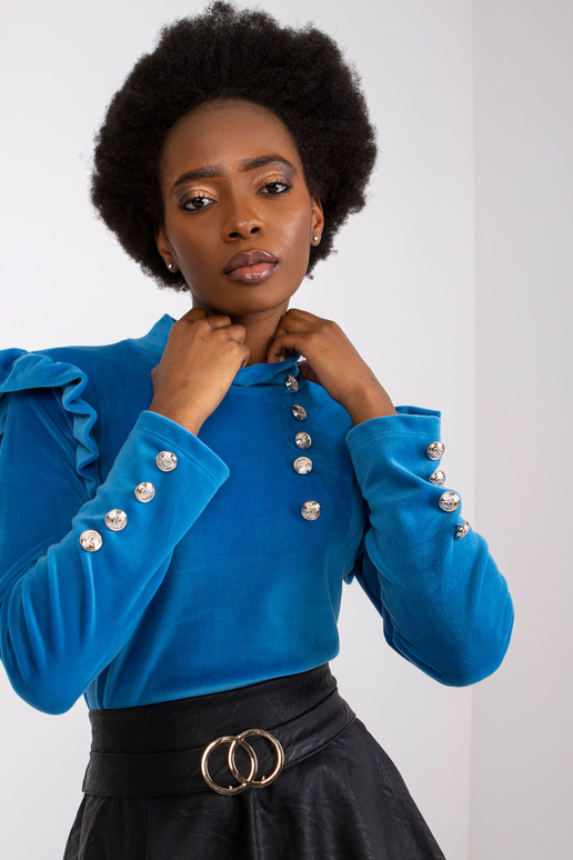 Tamsiai mėlyna veliūrinė palaidinė su... Tamsiai mėlyna veliūrinė palaidinė su...