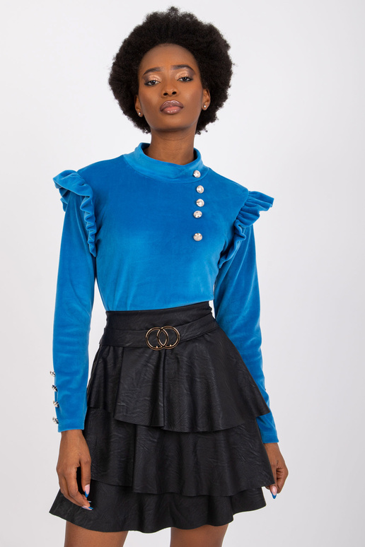 Tamsiai mėlyna veliūrinė palaidinė su... Tamsiai mėlyna veliūrinė palaidinė su...