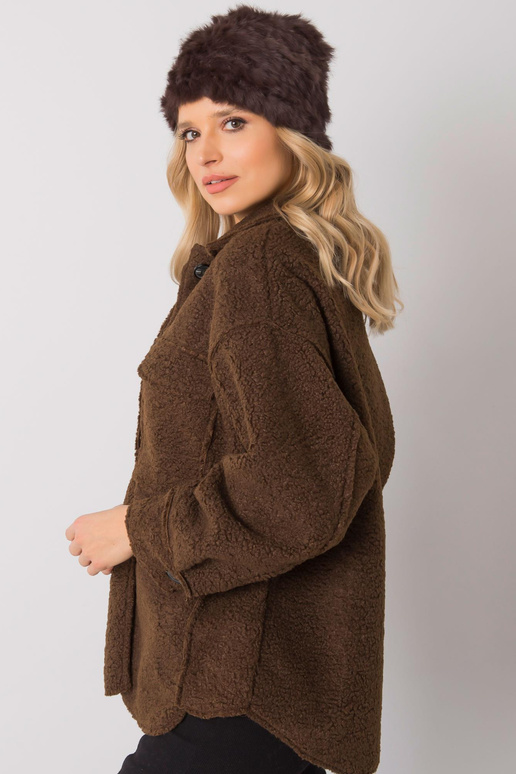 Tamsiai rudos spalvos kailinė kepurė