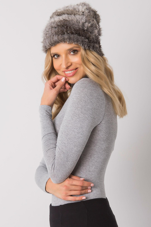 Tamsiai pilka melanžinė kailio kepurė