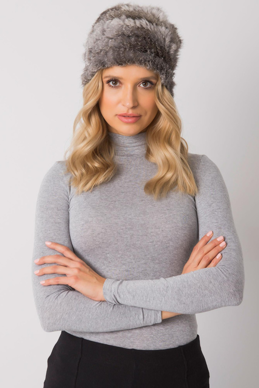 Tamsiai pilka melanžinė kailio kepurė