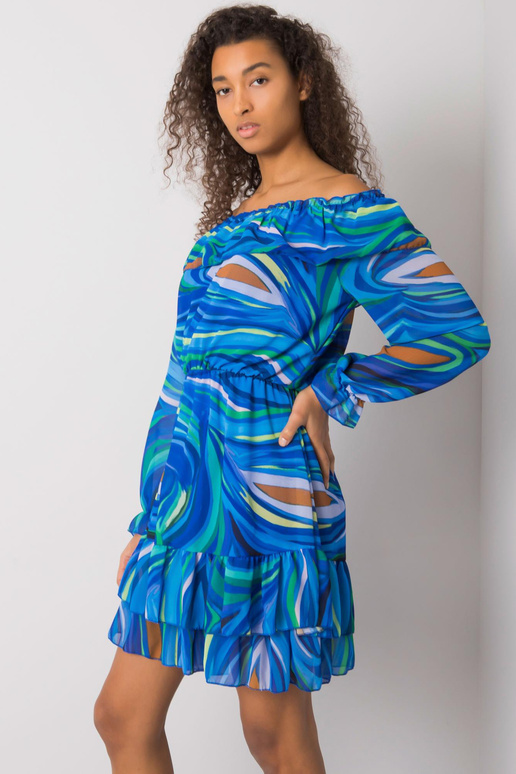 Mėlyna Edmonton Ruffle ispaniška suknelė