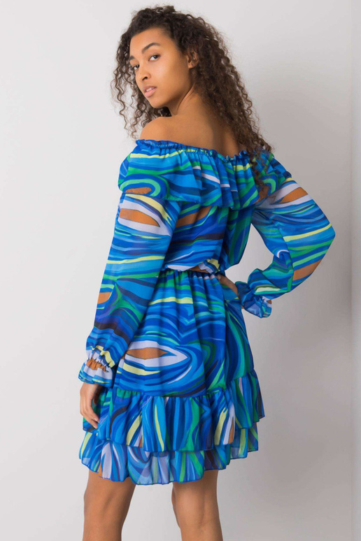 Mėlyna Edmonton Ruffle ispaniška suknelė