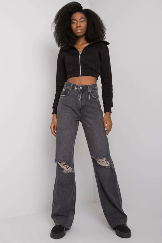 Juodi tiesūs džinsai su skylutėmis...