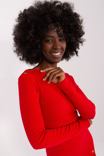 Raudona prigludusi suknelė...