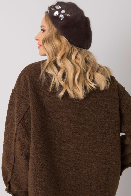 Ruda moteriška beretė su aplikacijomis