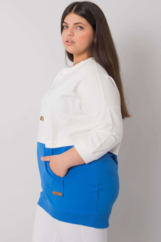 Ecru-mėlynas plius dydžio megztinis... Ecru-mėlynas plius dydžio megztinis...