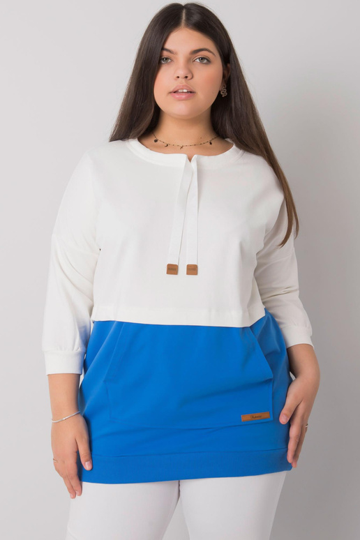 Ecru-mėlynas plius dydžio megztinis... Ecru-mėlynas plius dydžio megztinis...