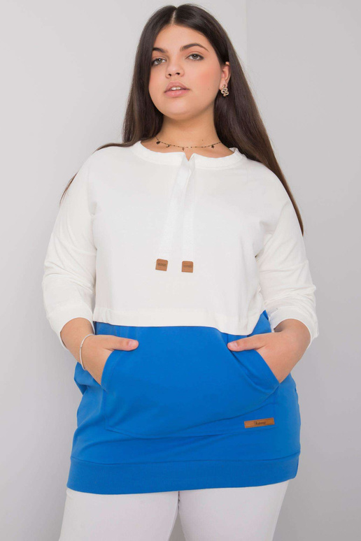 Ecru-mėlynas plius dydžio megztinis... Ecru-mėlynas plius dydžio megztinis...