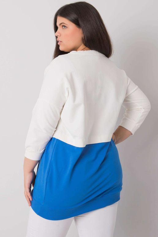 Ecru-mėlynas plius dydžio megztinis... Ecru-mėlynas plius dydžio megztinis...