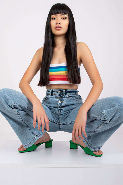 Mėlyni Seville džinsai aukštu juosmeniu