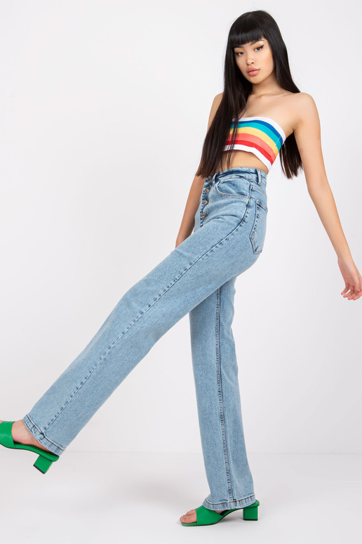 Mėlyni Seville džinsai aukštu juosmeniu