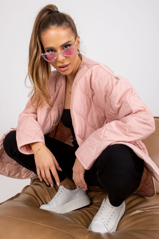 Purvina rožinė dygsniuota striukė be...