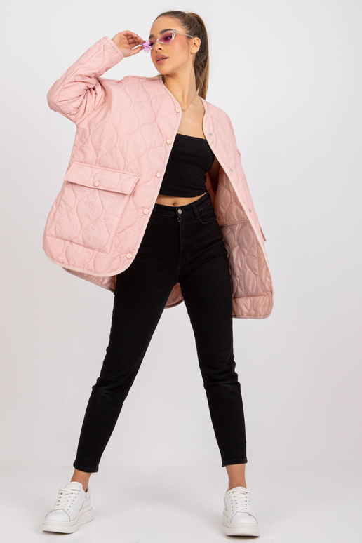 Purvina rožinė dygsniuota striukė be...