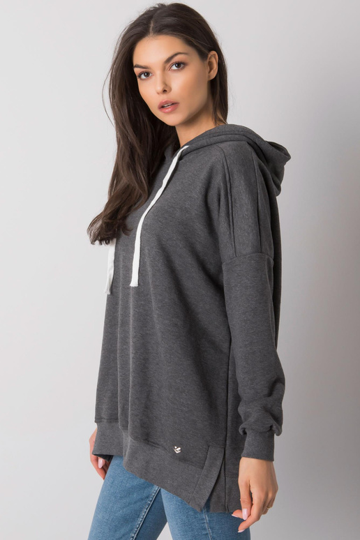 Tamsiai pilkas Melange Basic Hoodie...