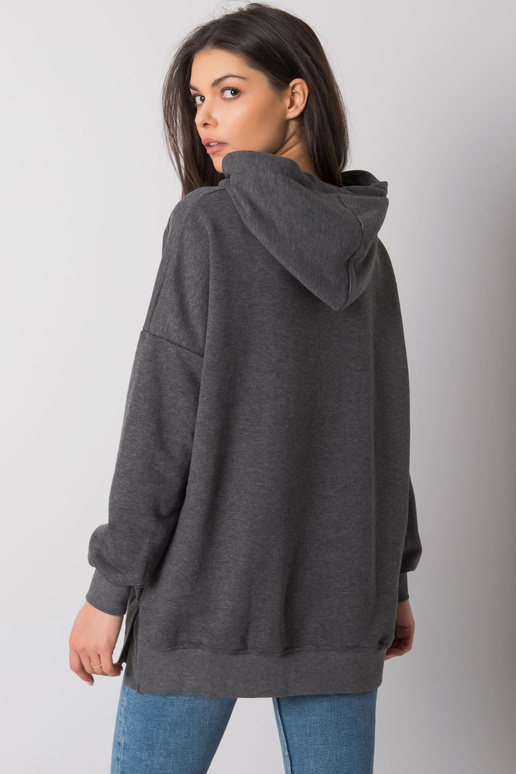 Tamsiai pilkas Melange Basic Hoodie...