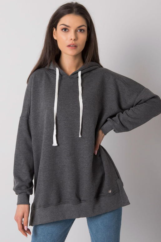 Tamsiai pilkas Melange Basic Hoodie...