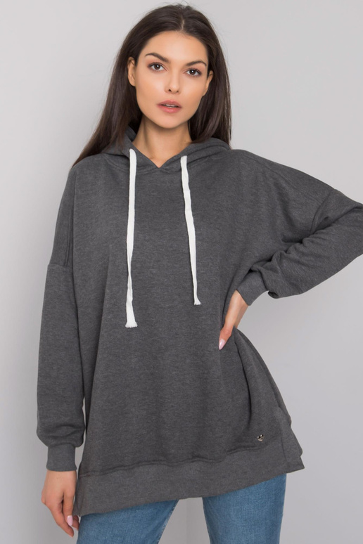 Tamsiai pilkas Melange Basic Hoodie...