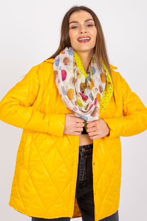 Baltai geltonas šalikas su spaudiniais