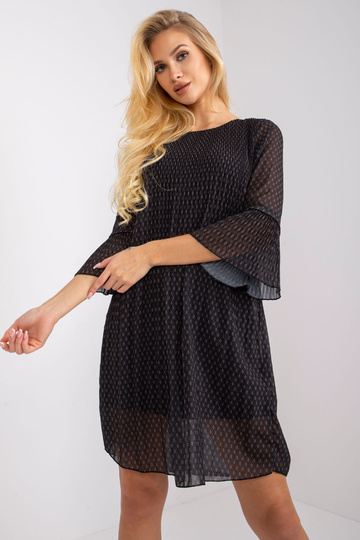 Juoda klostuota suknelė su... 2