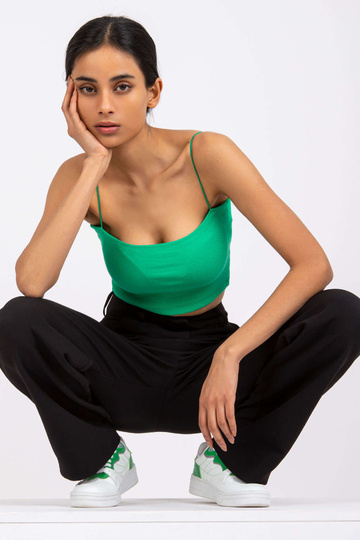 Žalias crop top su...