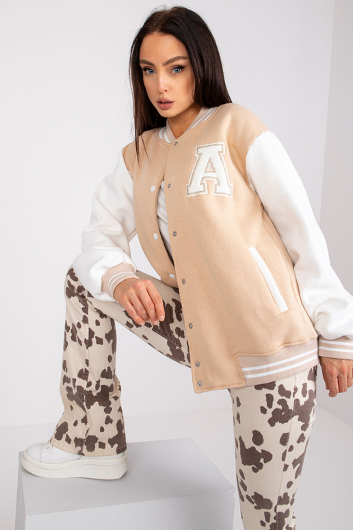 Smėlio spalvos bomber megztinis su... Smėlio spalvos bomber megztinis su...