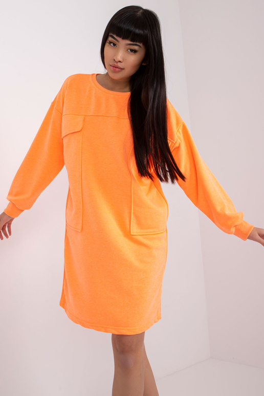 Oranžinė suknelė su Carrara kišenėmis Oranžinė suknelė su Carrara kišenėmis