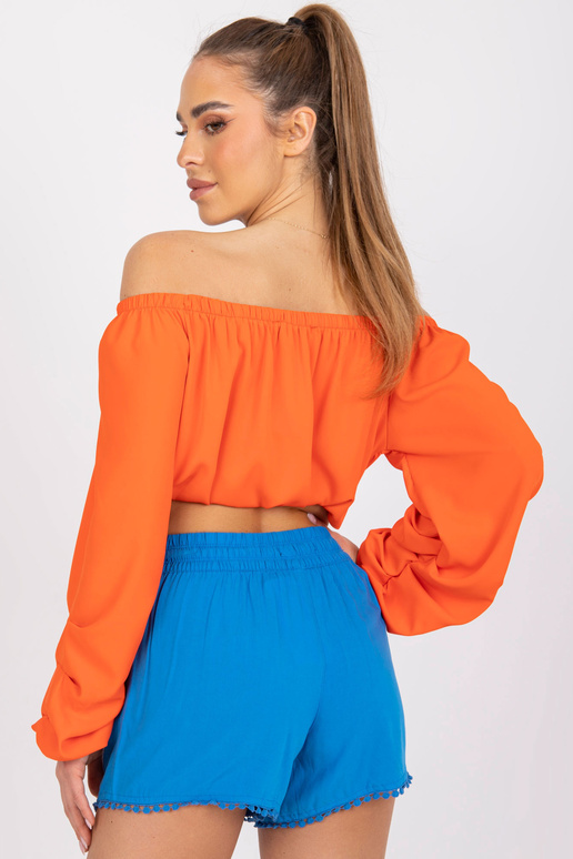 Mėlyni moteriški vasariniai šortai iš... Mėlyni moteriški vasariniai šortai iš...