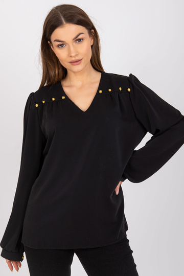 Juoda laisva palaidinė su V... 2