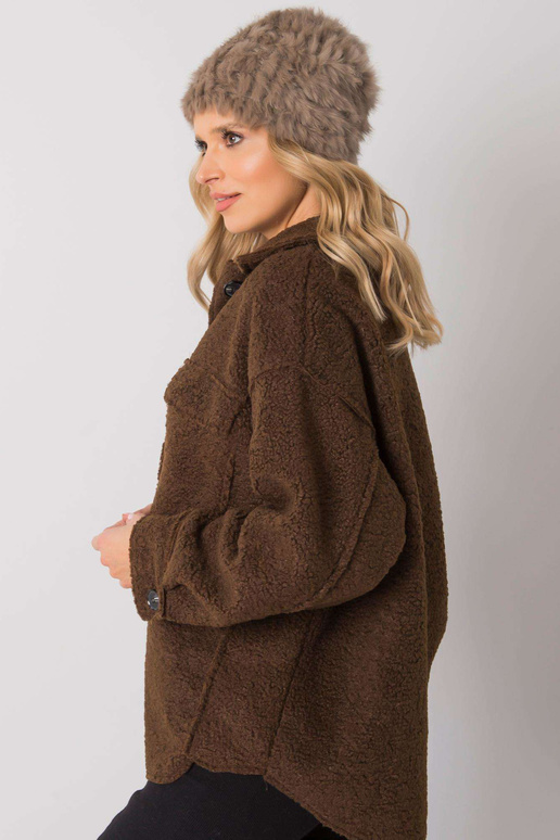 Tamsiai smėlio spalvos kailinė kepurė