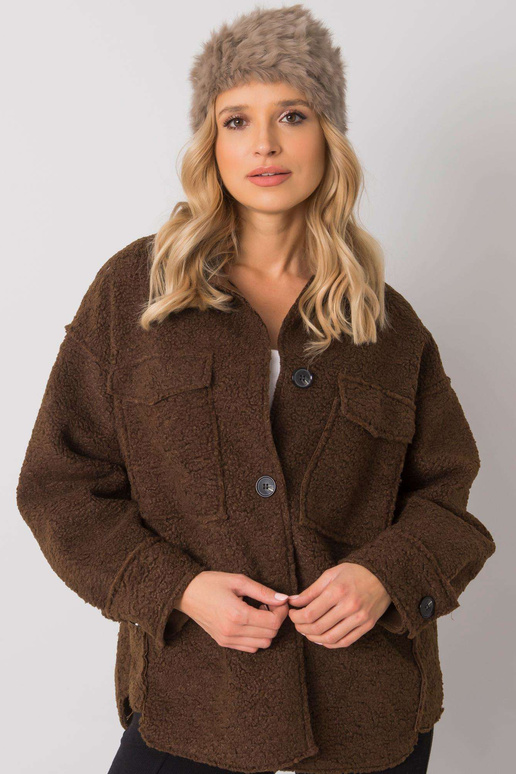 Tamsiai smėlio spalvos kailinė kepurė