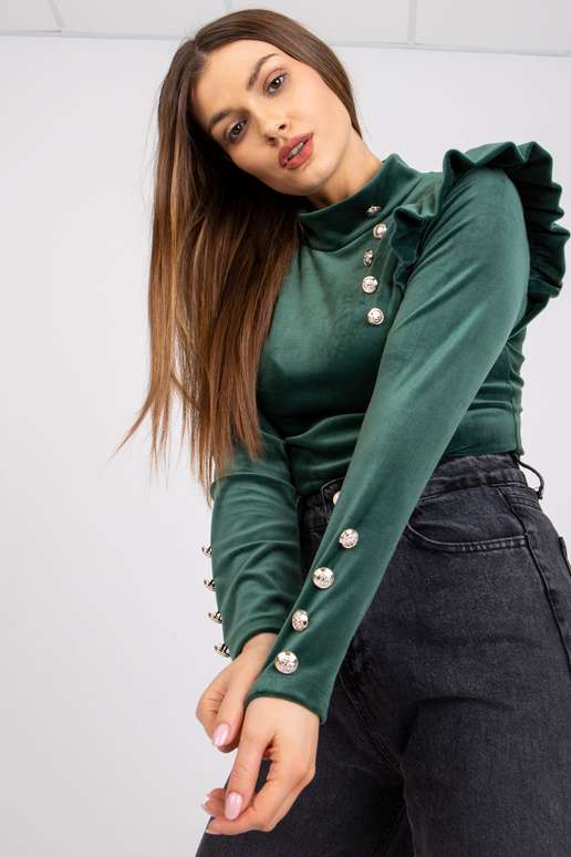 Tamsiai žalia veliūrinė palaidinė su... Tamsiai žalia veliūrinė palaidinė su...