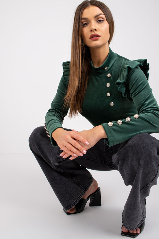 Tamsiai žalia veliūrinė palaidinė su... Tamsiai žalia veliūrinė palaidinė su...