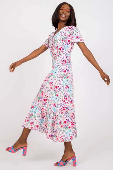 Ecru midi suknelė su gėlių...