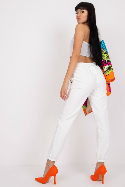 Baltos kelnės su audiniu be užsegimo