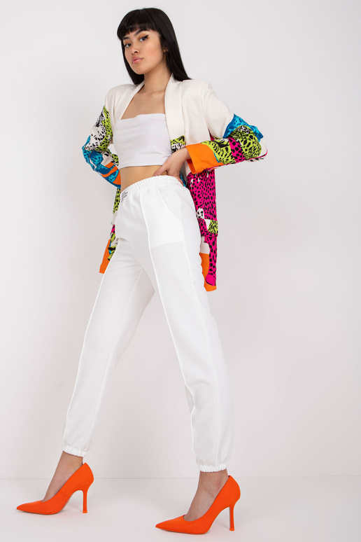 Baltos kelnės su audiniu be užsegimo