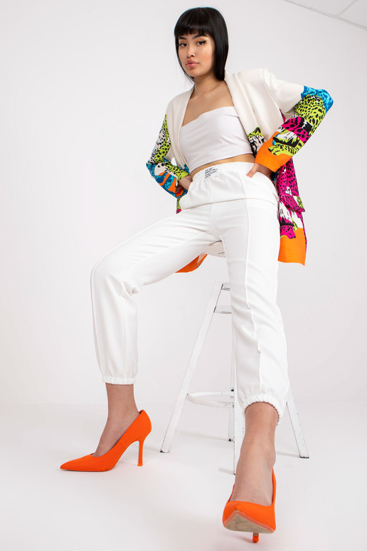 Baltos kelnės su audiniu be užsegimo