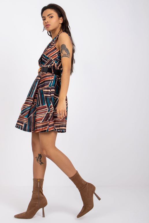 Juoda ir ruda suknelė su dirželiu Marthe