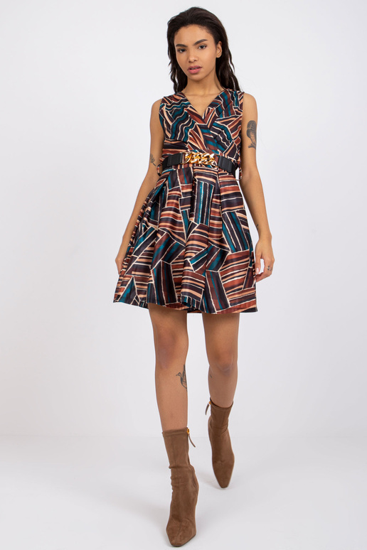 Juoda ir ruda suknelė su dirželiu Marthe