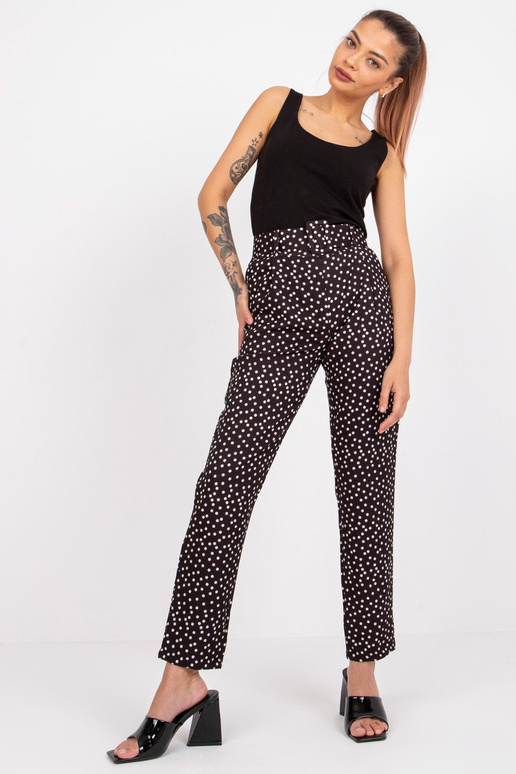 Juodos Kioto diržo audinio kelnės