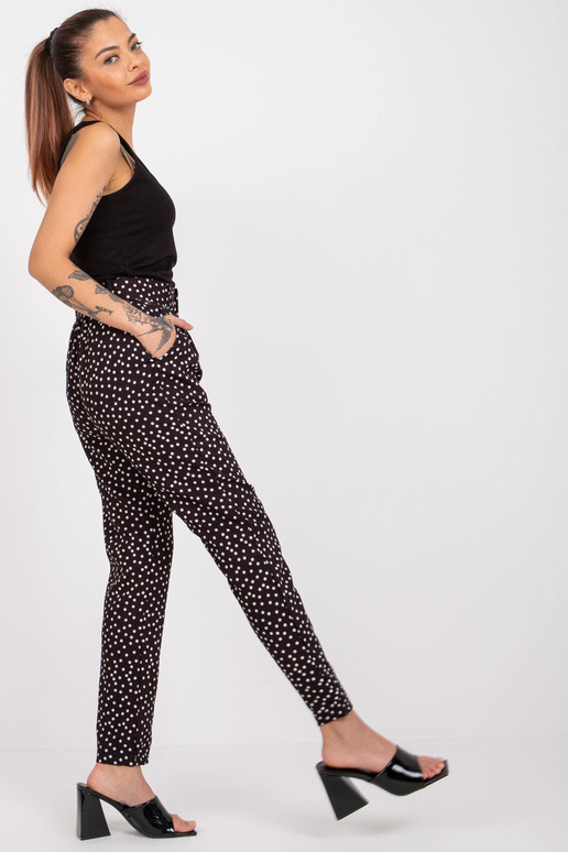 Juodos Kioto diržo audinio kelnės