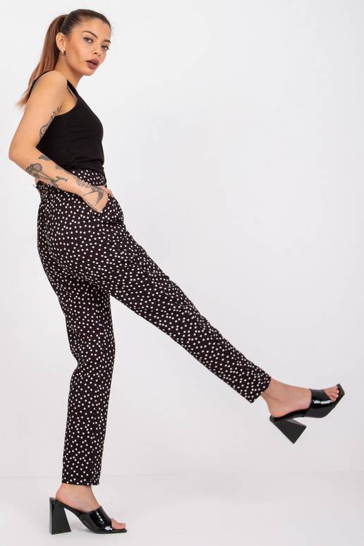 Juodos Kioto diržo audinio kelnės