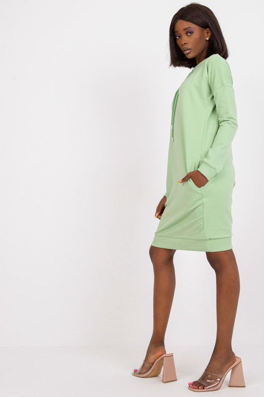 Pistacijų spalvos džemperis su kišenėmis