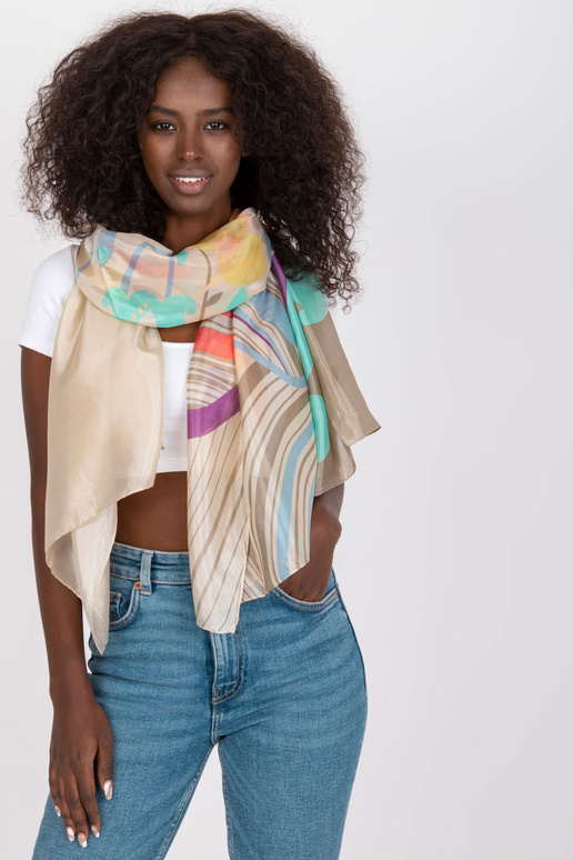 Smėlio spalvos plona skara su raštais